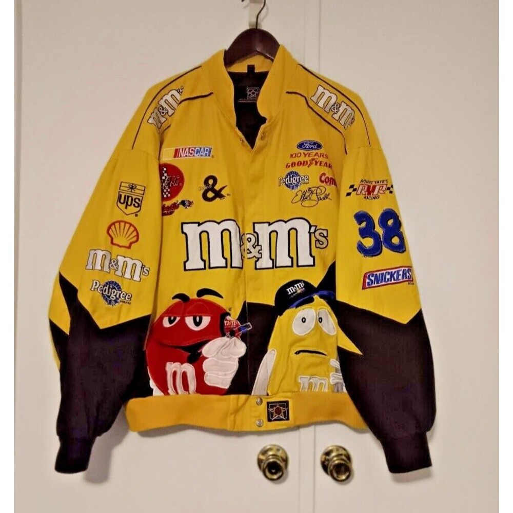 Vintage JH DESIGN Elliott Sadler Nascar Racing M&M Jacket Adult 3XL